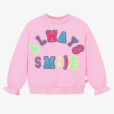 Shop Billieblush Girls Pink Cotton Smile Sweatshirt