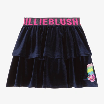 Shop Billieblush Girls Navy Blue Velour Skirt