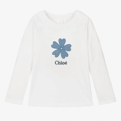 Shop Chloé Girls Ivory Organic Cotton T-shirt