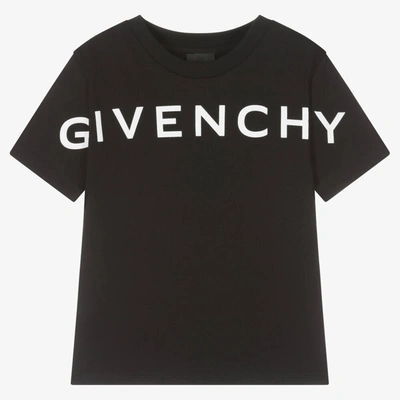 Shop Givenchy Boys Black Cotton T-shirt