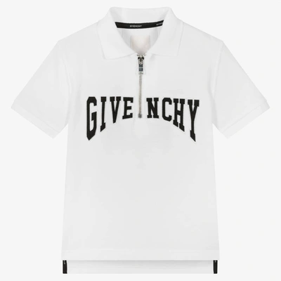 Shop Givenchy Boys White Cotton Polo Shirt