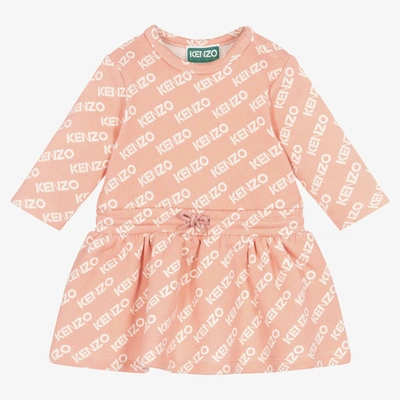 Shop Kenzo Kids Girls Coral Pink Cotton Dress