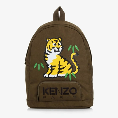 Shop Kenzo Khaki Green Kotora Tiger Backpack (37cm)
