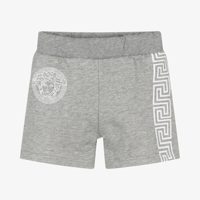 Shop Versace Baby Boys Grey Marl Cotton Shorts
