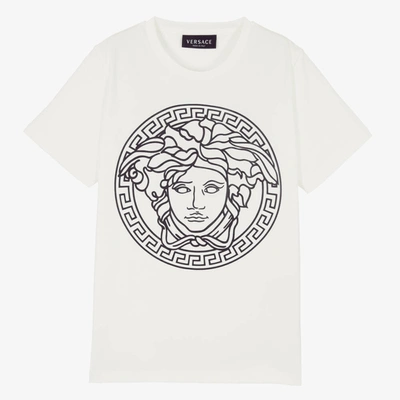 Shop Versace Teen White Cotton Medusa T-shirt