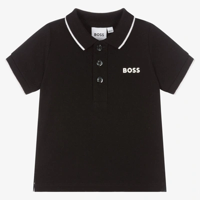 Shop Hugo Boss Boss Boys Black Cotton Polo Shirt