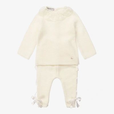 Shop Beau Kid Baby Girls Ivory Knit Trouser Set