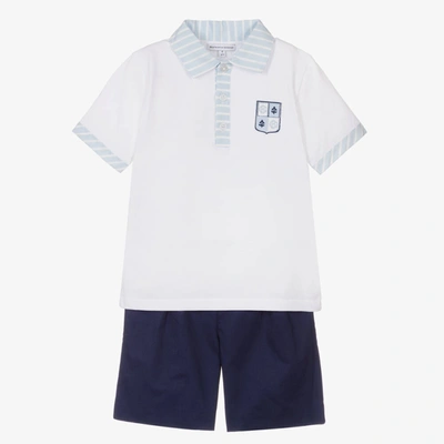 Shop Beatrice & George Boys Blue Cotton Shorts Set
