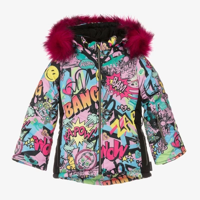 Shop Pilguni Girls Pink Graffiti Print Ski Jacket