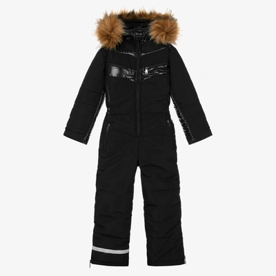 Shop Pilguni Black Padded Hooded Snowsuit