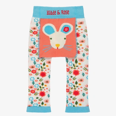 Shop Blade & Rose Girls Maura The Mouse Floral Leggings In Ivory