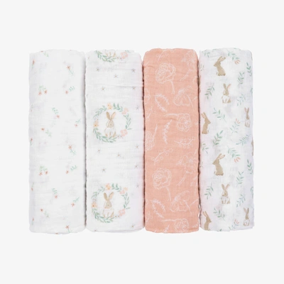 Shop Aden + Anais Baby Girls White & Pink Muslin Swaddles (4 Pack)