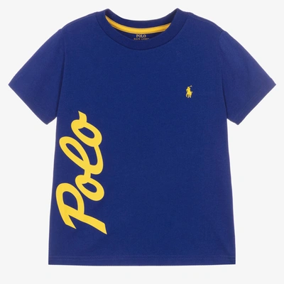 Shop Ralph Lauren Boys Blue Cotton T-shirt