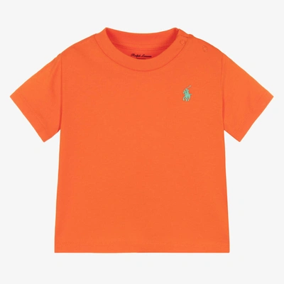 Shop Ralph Lauren Baby Boys Orange Cotton T-shirt