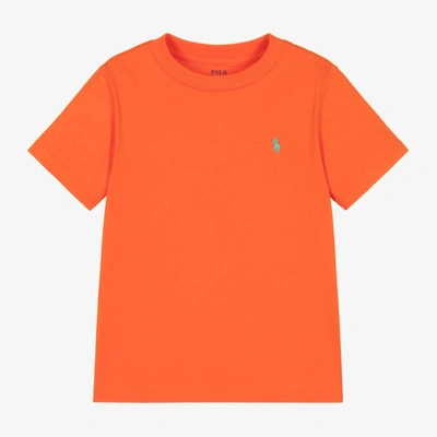Shop Ralph Lauren Boys Orange Cotton T-shirt