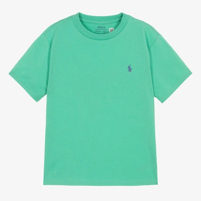 Shop Ralph Lauren Boys Green Cotton T-shirt