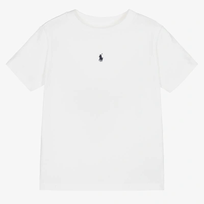 Shop Ralph Lauren Boys White Cotton T-shirt