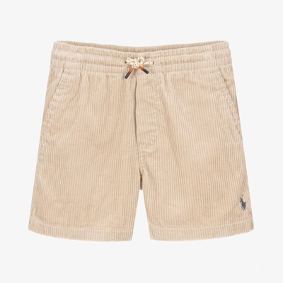 Shop Ralph Lauren Boys Beige Cotton Corduroy Shorts