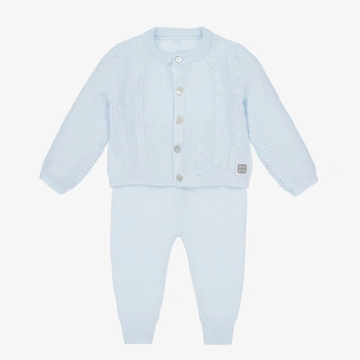 Shop Minutus Blue Knitted Baby Trouser Set