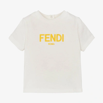 Shop Fendi White Cotton Jersey Baby T-shirt