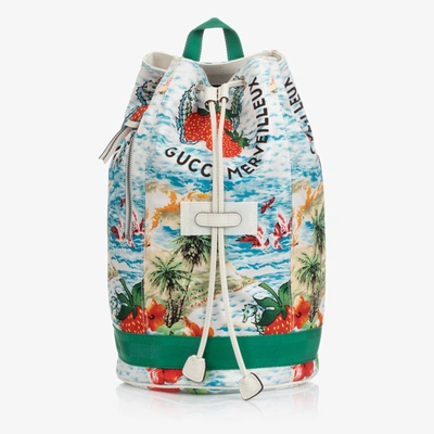 Shop Gucci Strawberry Backpack (34cm) In Blue