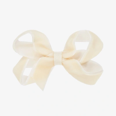 Shop Peach Ribbons Girls Ivory Velvet Bow Clip (7cm)