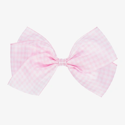 Shop Peach Ribbons Girls Pink Gingham Bow Clip (12cm)