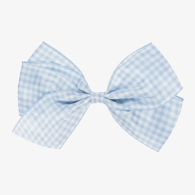Shop Peach Ribbons Girls Blue Gingham Bow Clip (12cm)