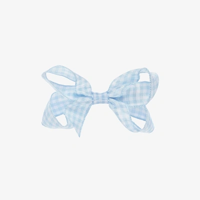 Shop Peach Ribbons Girls Blue Gingham Bow Clip (7cm)