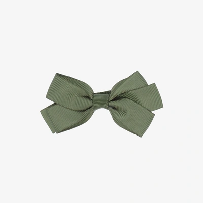 Shop Peach Ribbons Girls Green Bow Hair Clip (7cm)