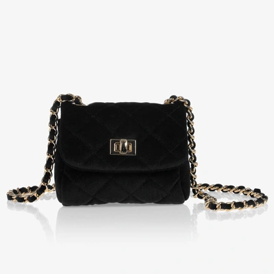 Shop Milledeux Girls Black Velvet Quilted Bag (13cm)