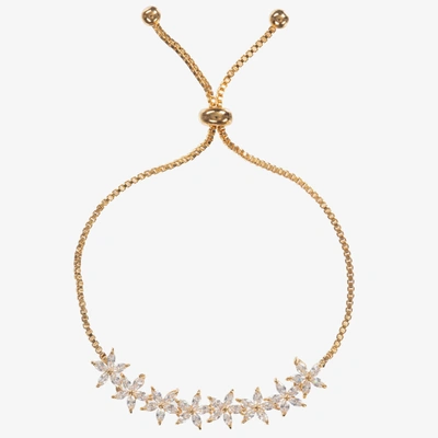Shop David Charles Girls Gold Flower Diamanté Bracelet
