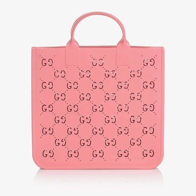 Shop Gucci Pink Gg Rubber Tote Bag (33cm)