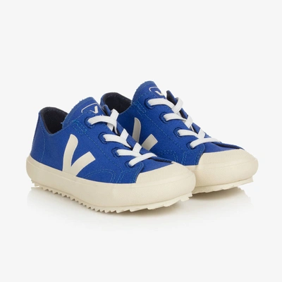 Shop Veja Boys Royal Blue & Ivory Canvas Flip Trainers