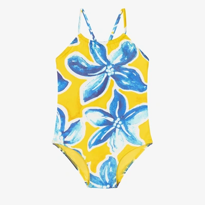 Shop Vilebrequin Girls Yellow & Blue Floral Swimsuit