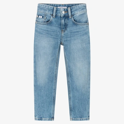 Shop Calvin Klein Jeans Est.1978 Boys Mid-blue Straight Leg Denim Jeans