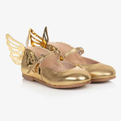 Shop Sophia Webster Mini Girls Gold Leather Heavenly Shoes