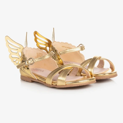 Shop Sophia Webster Mini Girls Gold Leather Heavenly Sandals