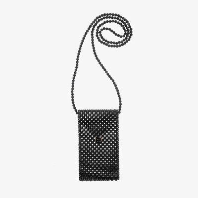 Shop David Charles Girls Black Faux Pearl Phone Bag (18cm)