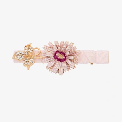 Shop David Charles Girls Pink & Gold Flowers Hair Clip (9cm)
