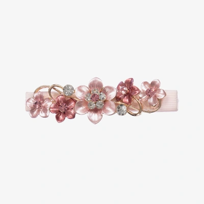 Shop David Charles Girls Pink Flowers Hair Clip (9cm)