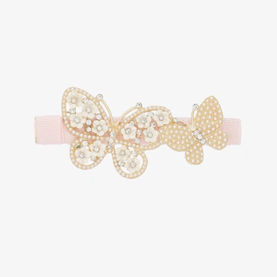 Shop David Charles Girls Pink Butterflies Hair Clip (9cm)