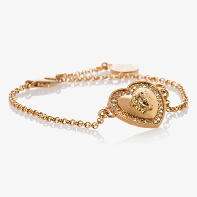 Shop Versace Girls Medusa Heart Bracelet (26cm) In Gold