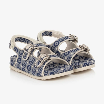 Shop Gucci Blue Double G Canvas Sandals