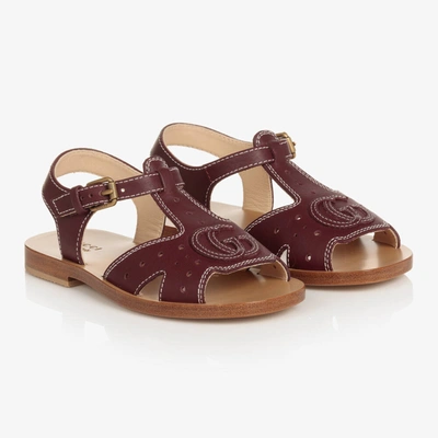 Shop Gucci Brown Double G Leather Sandals