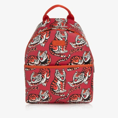 Shop Gucci Red Supreme Canvas Tiger Print Backpack (33cm)