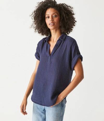 Shop Michael Stars Gigi Gauze Popover Top In Admiral