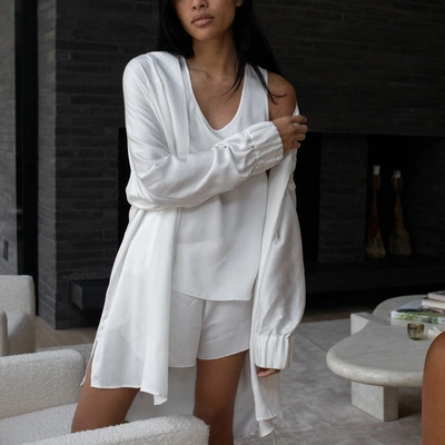 Shop Lunya Washable Silk Robe In Tranquil White