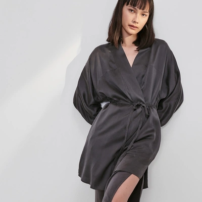 Shop Lunya Washable Silk Robe In Meditative Grey