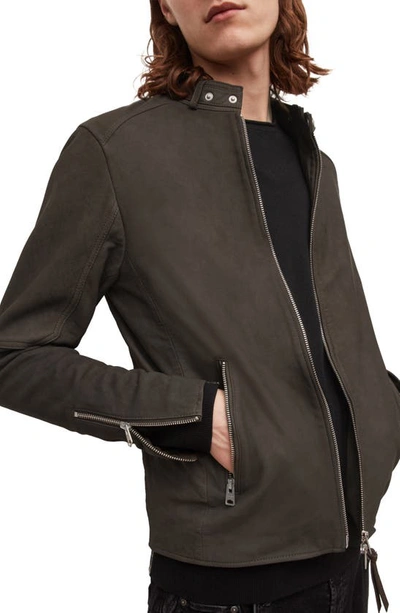 Shop Allsaints Cora Leather Jacket In Charcoal